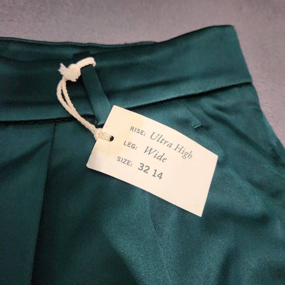 Abercrombie & fitch Satin Pants Women 14 Ultra High Rise Wide Leg NWT - Picture 5 of 15